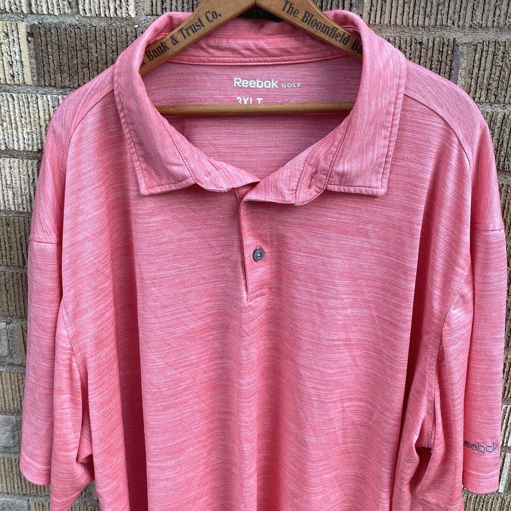 Reebok Mens 3XLT Golf Polo Stretch 3XL Tall Polyester Spandex Salmon Pink *Read*